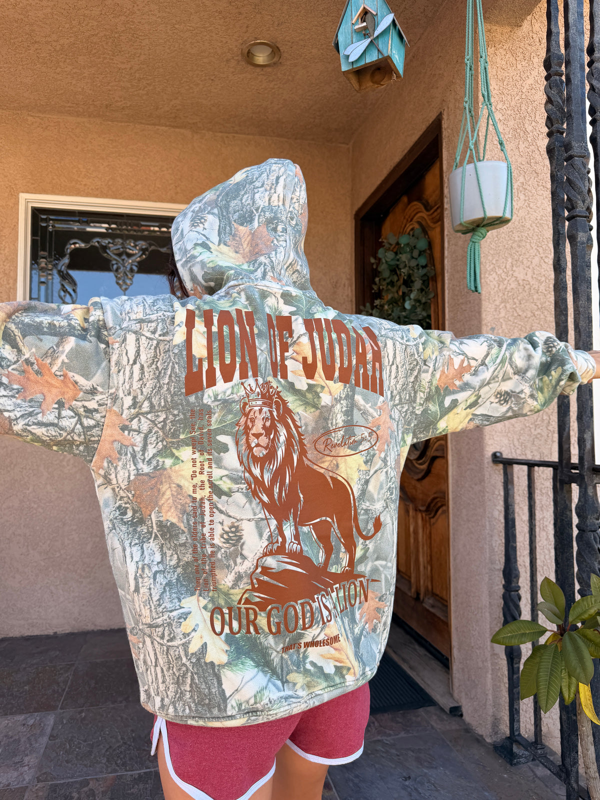 Adult Lion of Judah Wood Camo Hoodie