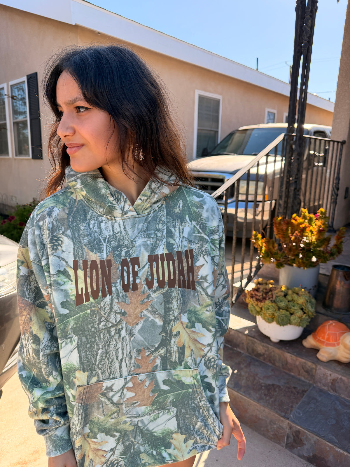 Adult Lion of Judah Wood Camo Hoodie
