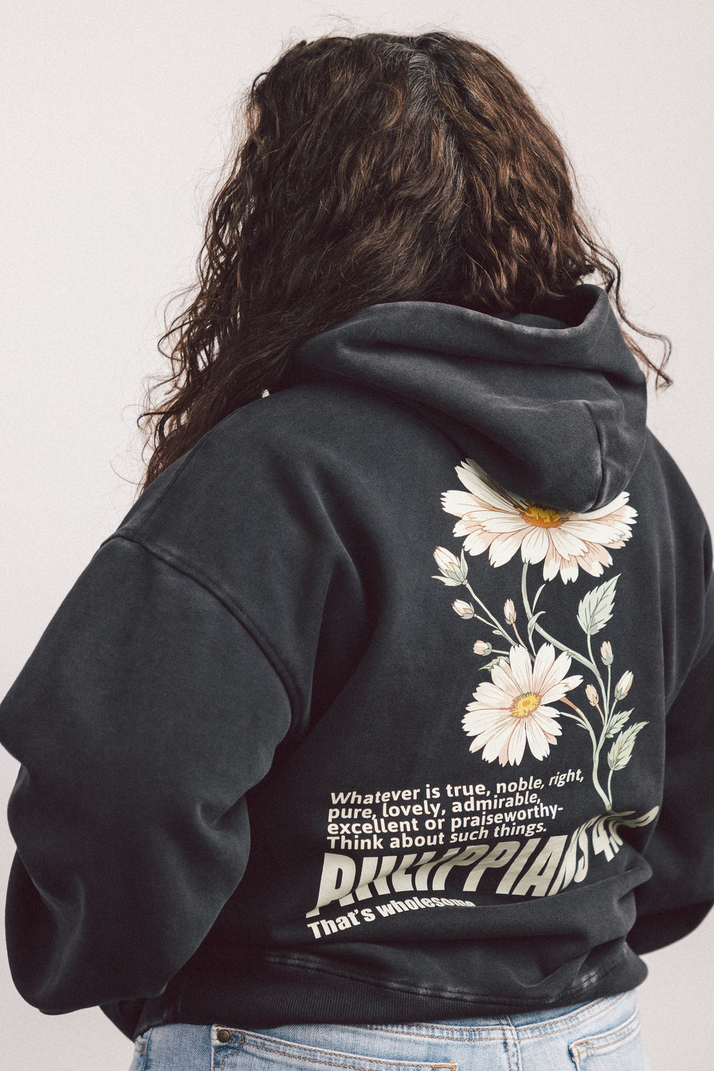 Adult Philippians 4:8 Floral Hoodie