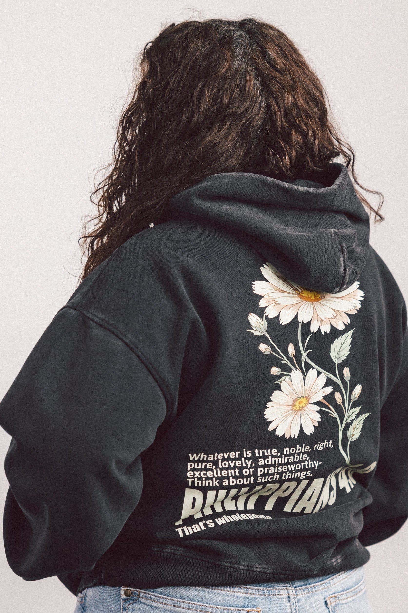 Adult Philippians 4:8 Floral Hoodie