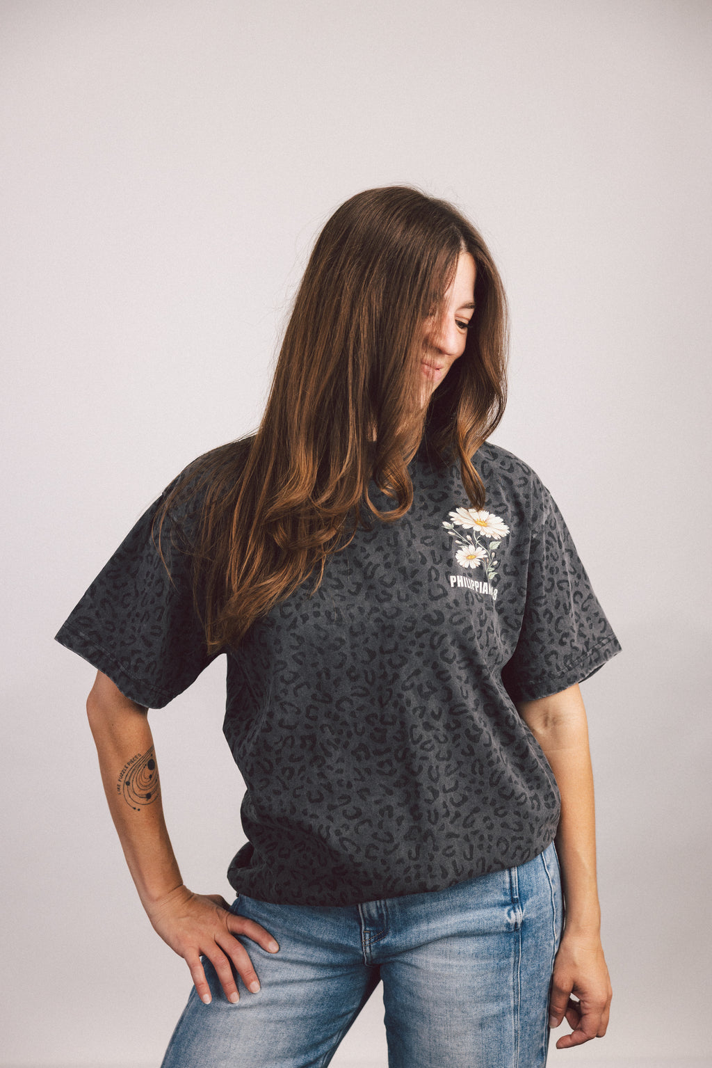Adult Philippians 4:8 Leopard Tee