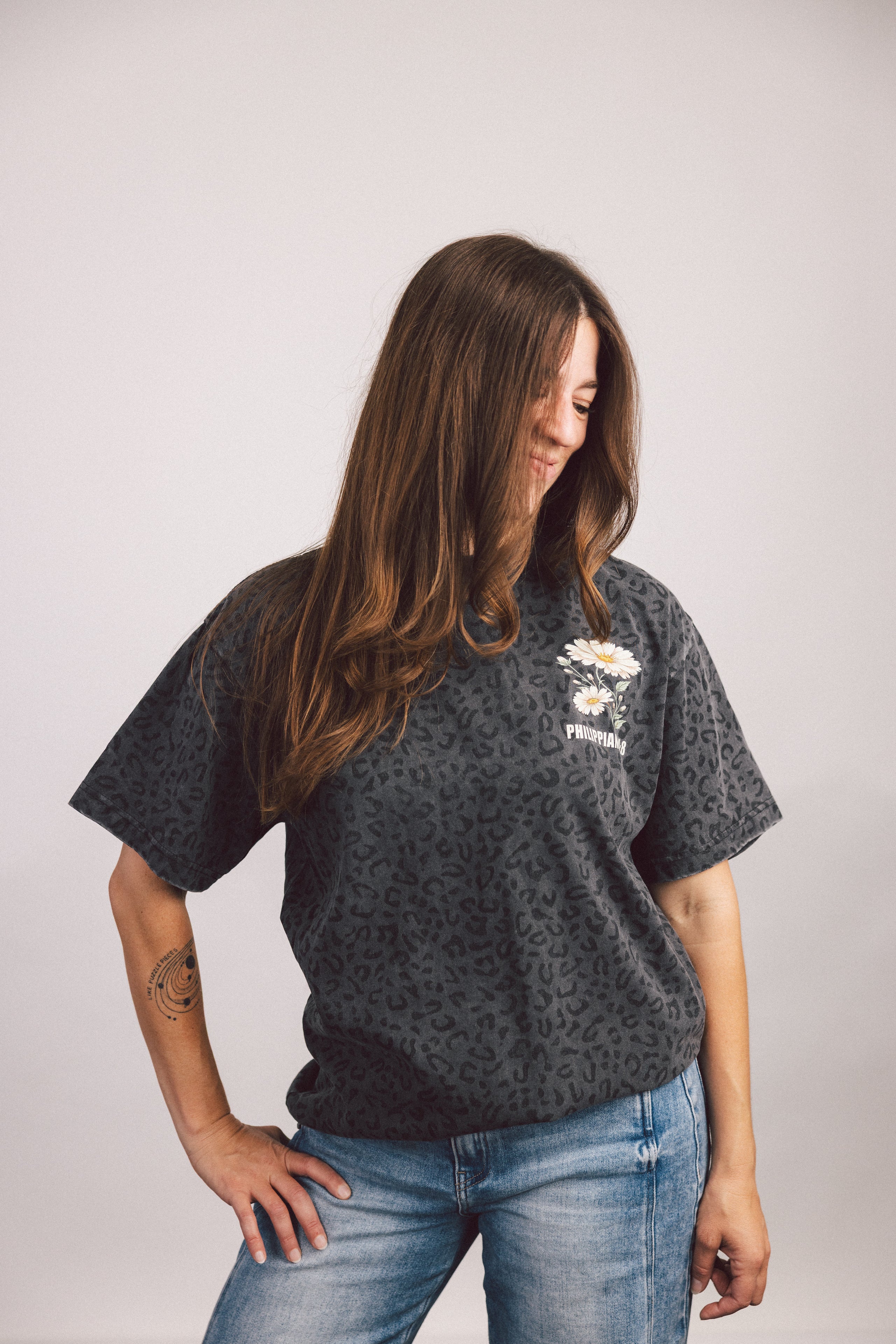 Adult Philippians 4:8 Leopard Tee