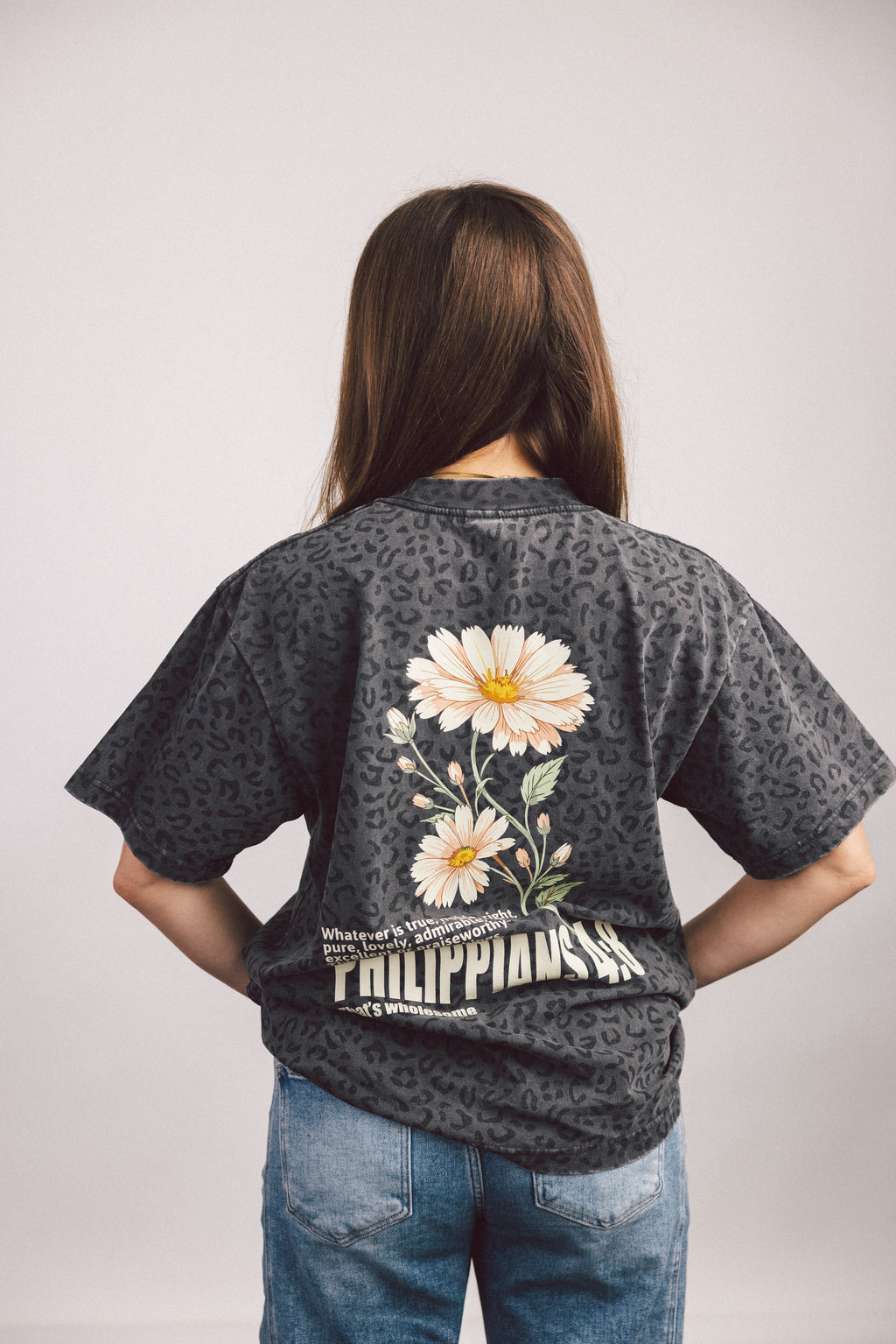 Adult Philippians 4:8 Leopard Tee