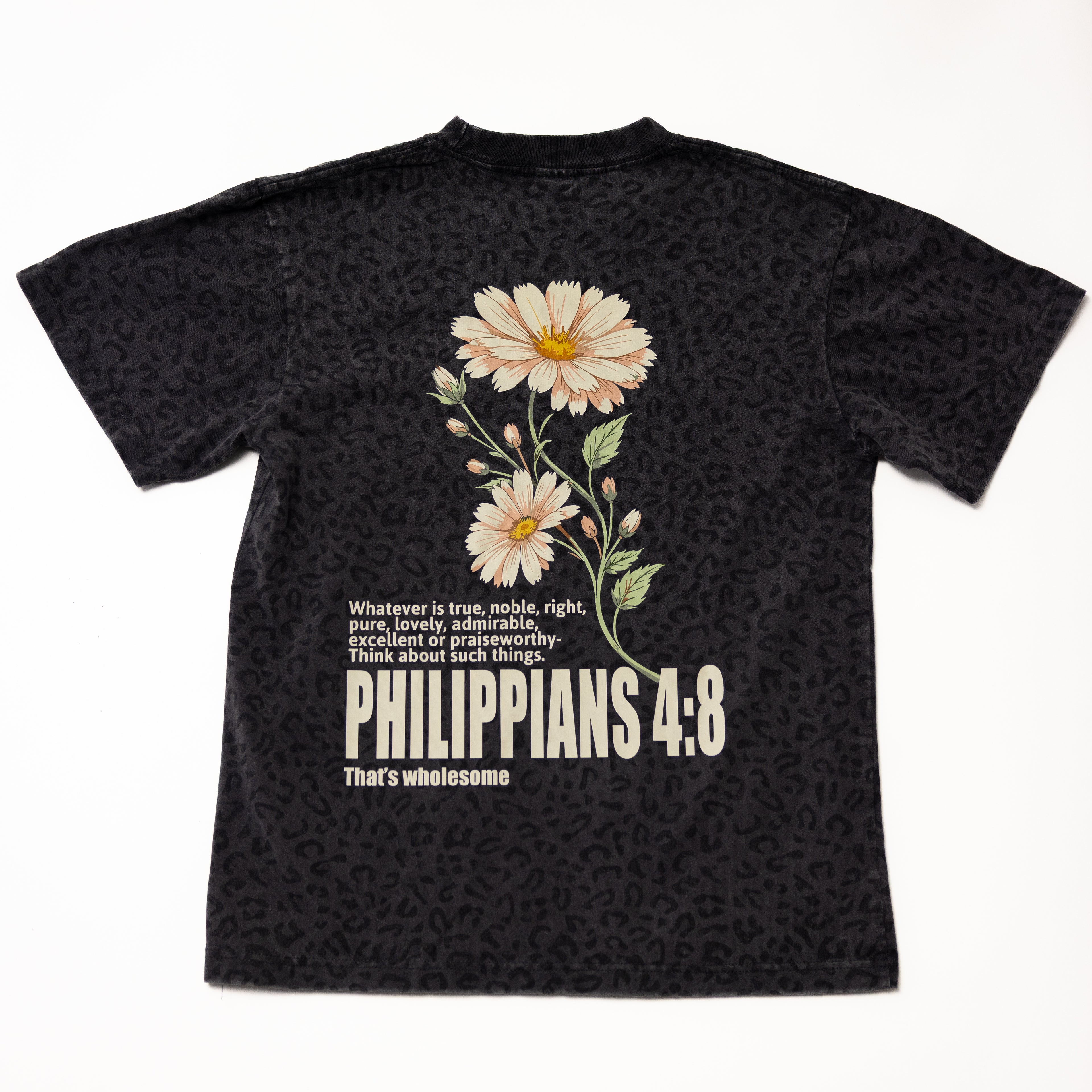 Adult Philippians 4:8 Leopard Tee